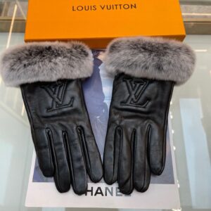 Lv Leather Gloves Woman