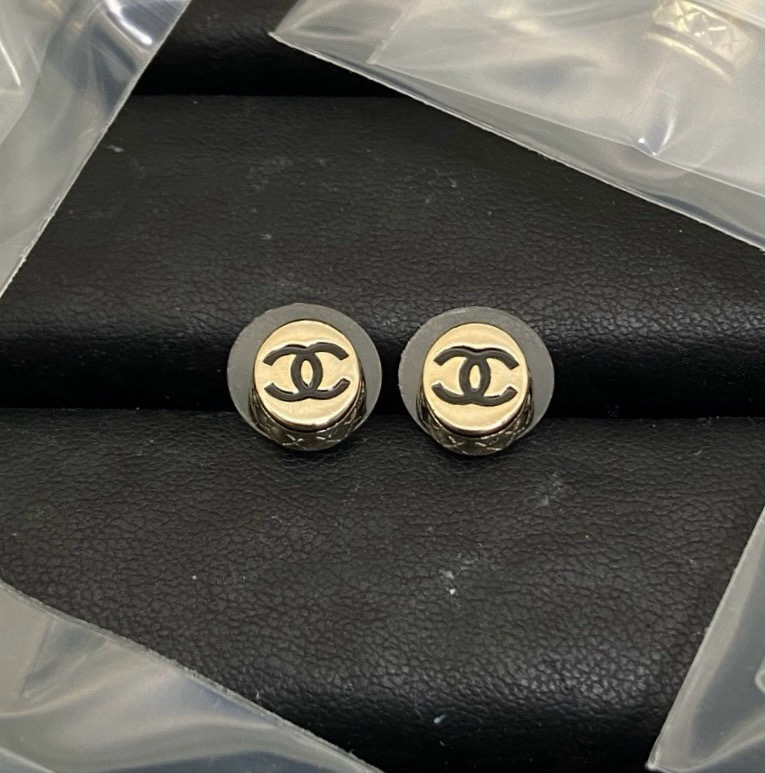 Chanel Oval CC Enamel Earrings