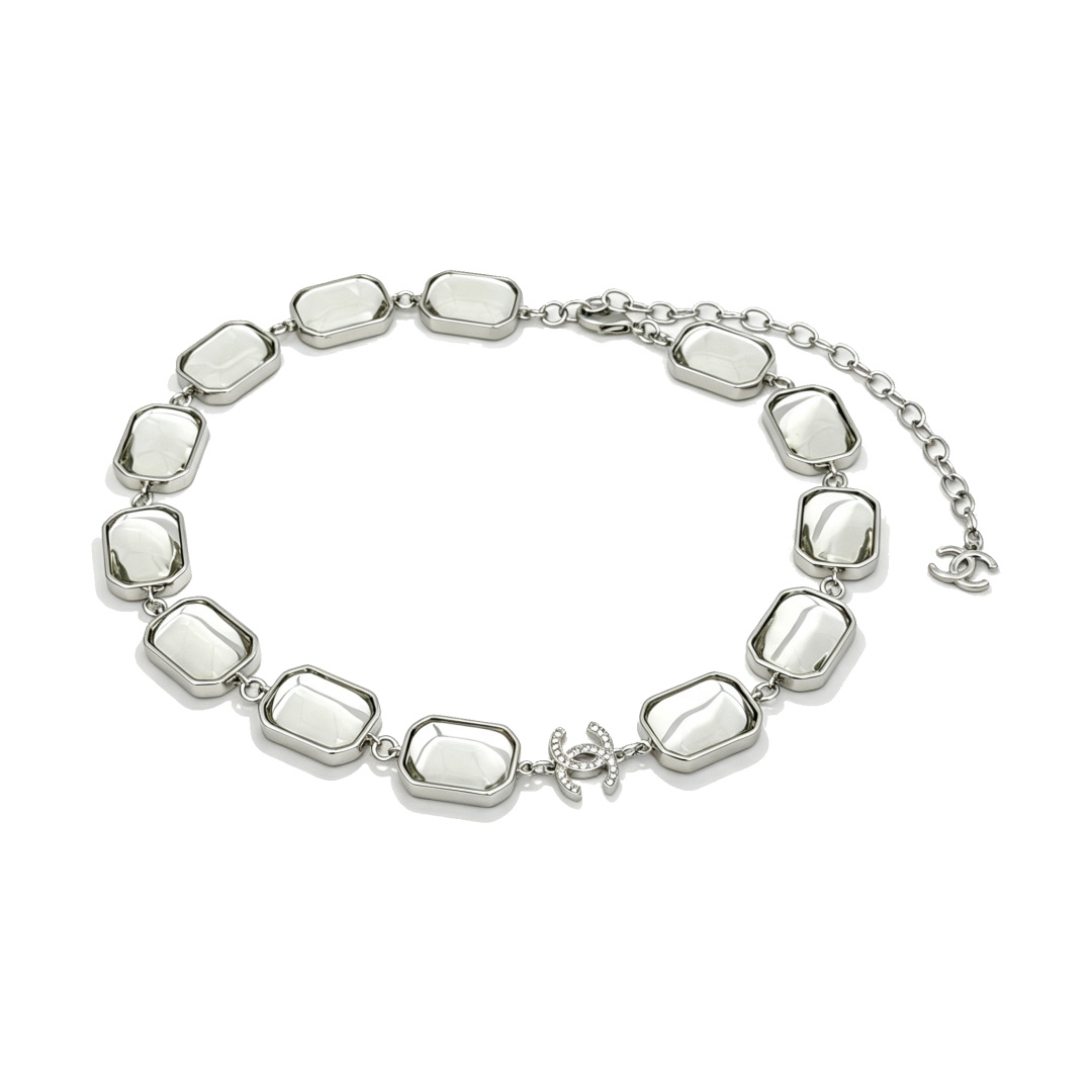 Chanel 26A Geometric Square Transparent Resin Necklace