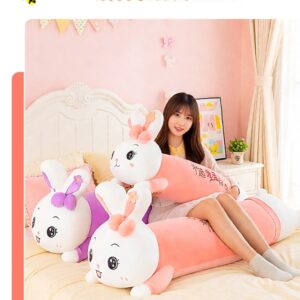 Rainbow plush toy in the shape of a rabbit – a long-shaped rabbit with “leg-like” features that can be used to accompany you while you sleep, as well as a soft rainbow-themed rabbit pillow. Perfect as a gift for your girlfriend