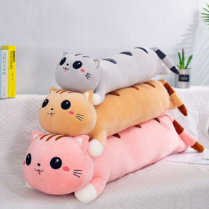Creative new soft, long-shaped cat plush toy – a cute, fluffy gadget perfect as a gift for girls, available in bulk for wholesale purchase